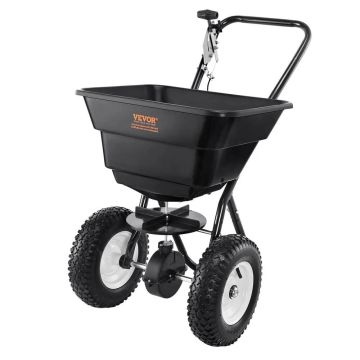 Lawn spreader with steel pusher, 36.3 kg, black
