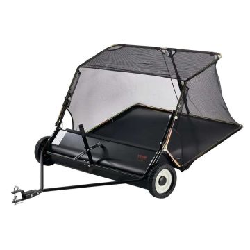 52-inch pull-type lawn sweeper, 26 cubic feet capacity, adjustable height