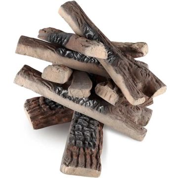 10 pcs. ceramic firewood for gas fireplace, decorative, heat-resistant