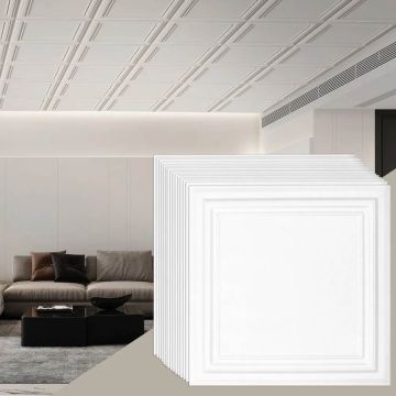 Ceiling tiles, 16 pcs., 20x20 inches, polystyrene, recessed, easy to install