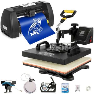 5 in 1 heat press 38.1x38.1 cm with vinyl cutter and plotter