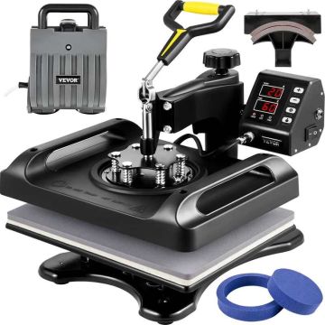 5 in 1 heat press 12x15 inch, 1000W, 360° rotation, sublimation printer