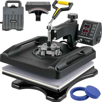 Heat press machine 15x15 cm, 5 in 1, black, 1000 W, 360° rotatable