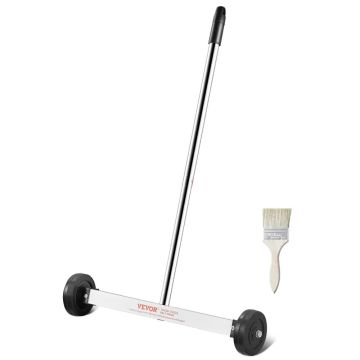 Magnetic broom with wheels, 15 inches, adjustable handle, 8 lb capacity