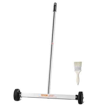 Magnetic mini broom with wheels, 43.2 cm, 4.5 kg capacity, adjustable handle