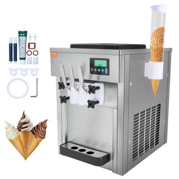 Commercial Countertop Ice Cream Maker, 3 Flavors, 21 qt/hr, 1800 W