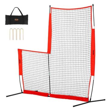 Siatka do baseballu i softballu w rozmiarze L ze słupkami i koszem, 7 x 7 stóp