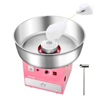 Electric cotton candy maker 1000 W with stainless steel bowl, pink