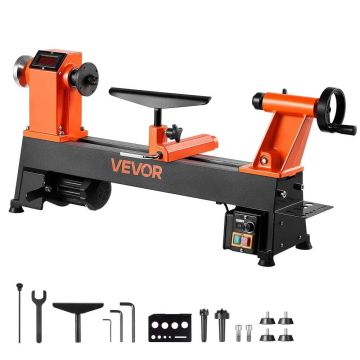 Wood lathe, 750 W, variable speed, 304x465 mm, cast iron