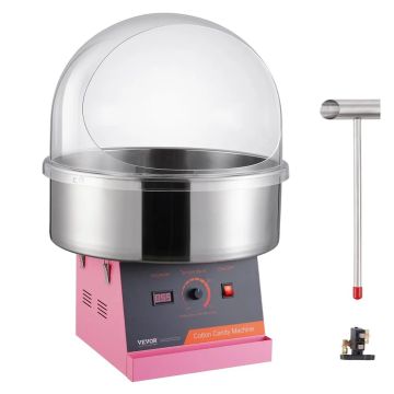 Electric cotton candy maker, 1000W, pink, stainless steel bowl, commercial