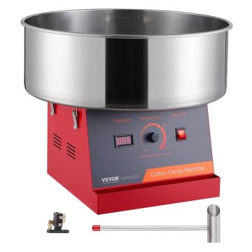 Electric cotton candy maker 1000 W with stainless steel bowl, red