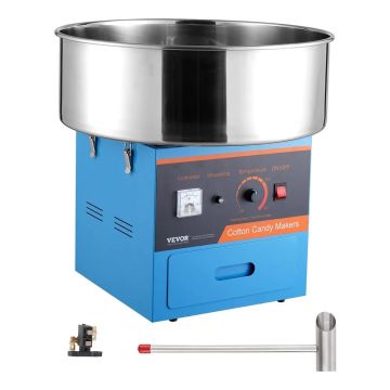 Electric cotton candy maker 1000W, stainless steel bowl, blue