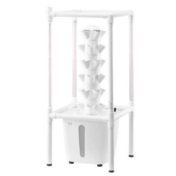 Hydroponic plant germination tower with lamp, 30 pods, 6 tiers, vertical