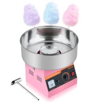 Commercial Electric Cotton Candy Maker, 38cm Stainless Steel Bowl, Pink