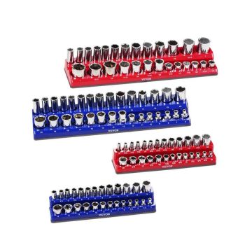 Magnetic head holder 1/4 and 3/8 inch, with labels, blue and red, 4 pcs.