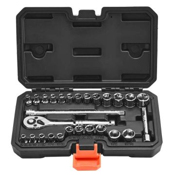 Socket set 27 pieces, 6.4 mm, SAE and metric, CR-V steel, mechanic tools