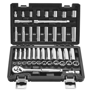 Socket set 44 pcs., 9.5 mm, SAE and metric, CR-V steel