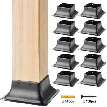 Post bases 101.6x101.6 mm, 10 pcs., powder-coated steel