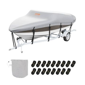 Boat cover, 7010–7310 mm, 600D PU oxford, grey, with engine cover, for V hull