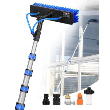 Water-powered wand set with brush, 7.3 m wand and 20 m hose, for cleaning solar panels