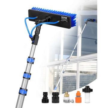 Water-powered wand set with 6 m wand, 180° brush and 20 m hose for cleaning windows and solar panels