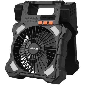 Rechargeable 20000 mah solar fan with LED light, 20 cm, wireless, USB