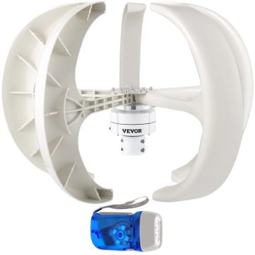 Vertical wind turbine generator 600W 12V, 5 blade white kit with controller
