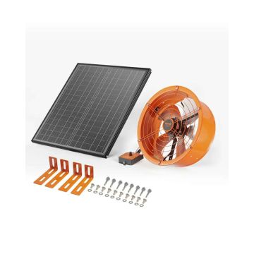 Solar Powered 14 Inch Dual Slope Exhaust Fan with Thermostat, Black, 1300 CFM