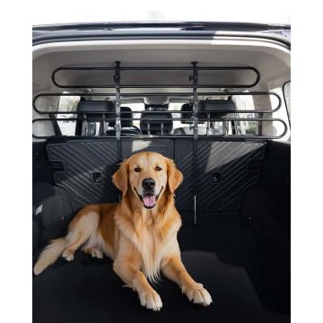 Adjustable metal car dog barrier, black
