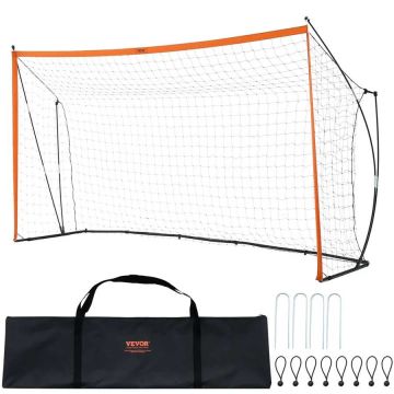 Portable soccer goal 12x6 feet for adults and children, steel and fiberglass, orange