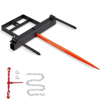 39 inch hay spear with stabilizers and chain, for skid steer loader
