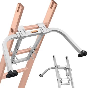 Ladder stabilizer with rubber feet, roof hook