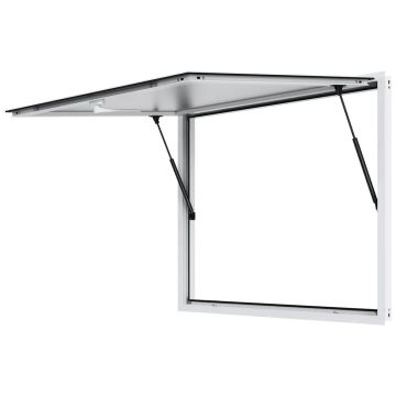 Food truck service window, 48x36", aluminum, awning door, tow hook
