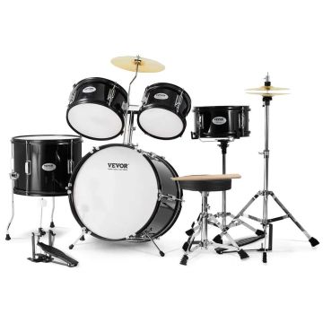 Children's drum set, 5 pieces, 16 inches, black, for beginners