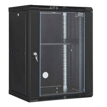 15U network server rack with glass doors, 45.7 cm deep
