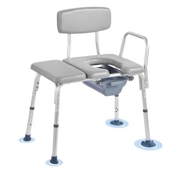 Portable 4-in-1 night toilet with adjustable height and padded seat