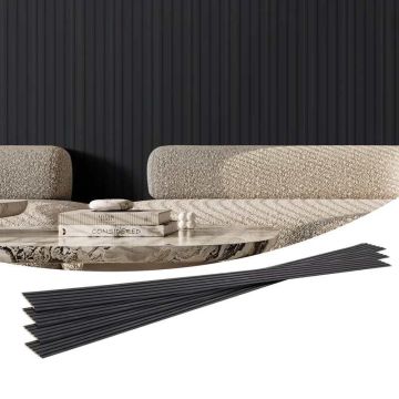 Wooden Acoustic Wall Panels, 8 Pieces, 96x6 Inch, Matte Black