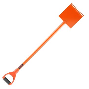 Tile shovel with D-shaped handle, steel, orange