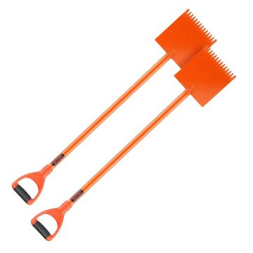 Tile shovel set 2 pcs., D-shaped handle, 45# steel, orange