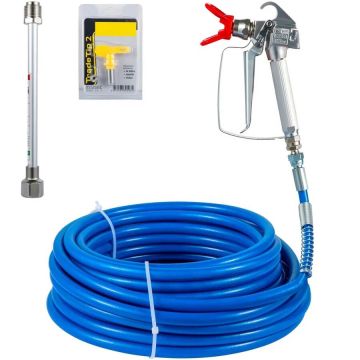 Zestaw węży do natrysku farby bezpowietrznej 15 m, 3600 psi, z przedłużką 8" i dyszą