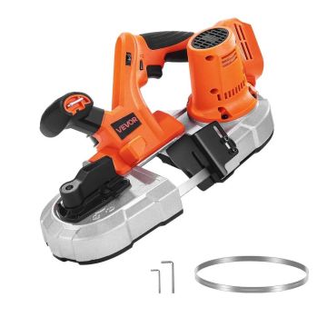 Portable band saw, 65 mm depth, 360 W, brushless motor, cordless, variable speed, for cutting wood and metal