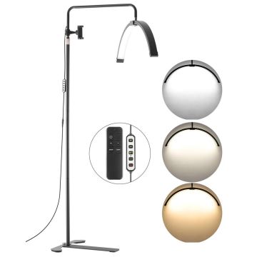 LED floor lamp for eyelash extensions, 26 inches, with remote control and phone holder
