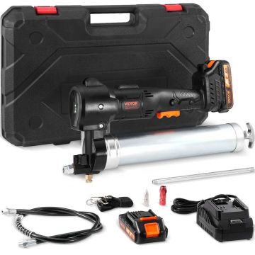 Cordless electric grease gun, 20 V, 10,000 PSI, 39" hose, black, battery and charger included