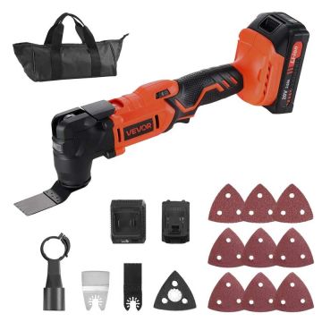 Cordless 20V oscillating multi-tool with 12 saw attachments and LED light