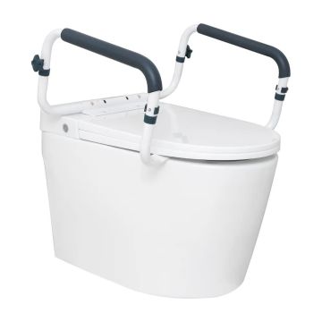 Toilet safety rail with padded armrests, adjustable, 300 lb capacity