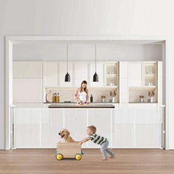 Retractable gate for children and pets, 870 mm, white, mesh material