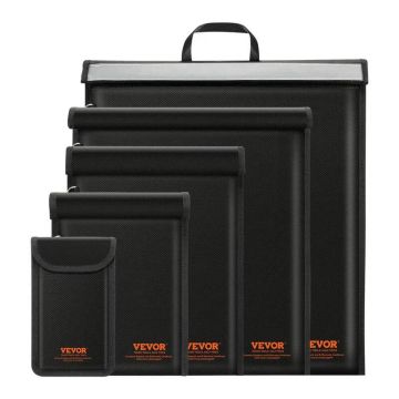 Faraday bag set for portable devices, fireproof