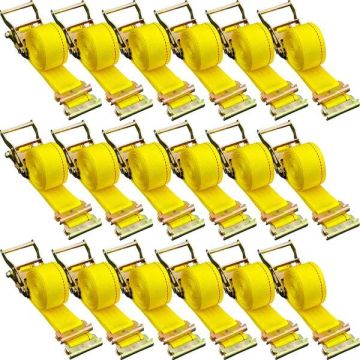E-track ratchet straps 2"x15", 18 pcs., 4400 lb breaking strength, with spring fastening system
