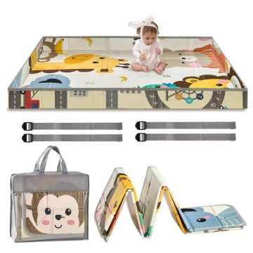 Baby play mat, 59x71", non-slip, foldable, double-sided with bag