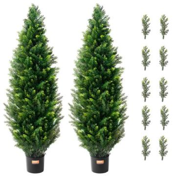 2 pcs. artificial cedar leaves 121.9 cm, UV protection indoors and outdoors